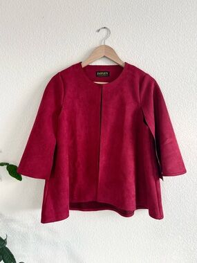 Jayley Berry-Red Suede Swing Jacket Cape